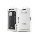 DKNY Leather Checkered Mono Pattern MagSafe - Etui iPhone 14 / 15 / 13 (czarny)