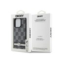 DKNY Leather Checkered Mono Pattern & Printed Stripes - Etui iPhone 15 Pro Max (czarny)