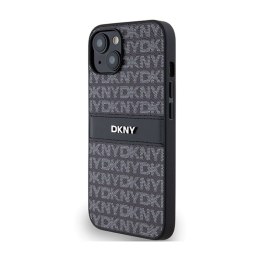 DKNY Leather Mono Stripe & Metal Logo - Etui iPhone 15 Plus / 14 Plus (czarny)