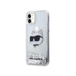 Karl Lagerfeld Liquid Glitter NFT Choupette Head - Etui iPhone 11 (srebrny)