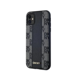 DKNY Leather Checkered Mono Pattern MagSafe - Etui iPhone 11 (czarny)