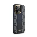 DKNY Leather Checkered Mono Pattern MagSafe - Etui iPhone 14 Pro (czarny)