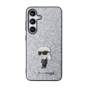 Karl Lagerfeld Fixed Glitter Ikonik Logo Metal Pin - Etui Samsung Galaxy S24+ (srebrny)