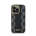 DKNY Leather Checkered Mono Pattern MagSafe - Etui iPhone 13 Pro (czarny)