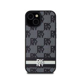 DKNY Leather Checkered Mono Pattern & Printed Stripes - Etui Samsung Galaxy S24+ (czarny)