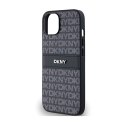 DKNY Leather Mono Stripe & Metal Logo - Etui iPhone 15 / 14 / 13 (czarny)