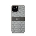 DKNY Leather Mono Stripe & Metal Logo - Etui iPhone 15 Plus / 14 Plus (beżowy)