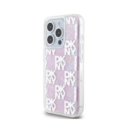 DKNY Liquid Glitter Multilogo - Etui iPhone 15 Pro (różowy)