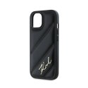 Karl Lagerfeld Diagonal Quilted Script - Etui iPhone 15 Plus / 14 Plus (czarny)