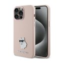 Karl Lagerfeld Silicone Choupette Metal Pin - Etui iPhone 15 Pro (różowy)