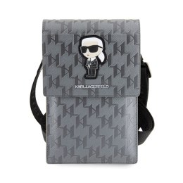 Karl Lagerfeld Saffiano Monogram Ikonik - Torebka crossbody na telefon (srebrny)