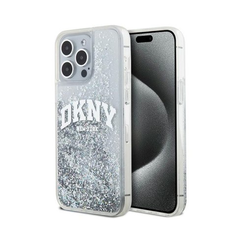 DKNY Liquid Glitter Big Logo - Etui iPhone 15 Pro (biały)