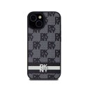 DKNY Leather Checkered Mono Pattern & Printed Stripes - Etui iPhone 14 / 15 / 13 (czarny)