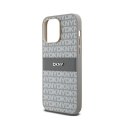 DKNY Leather Mono Stripe & Metal Logo - Etui iPhone 14 Pro Max (beżowy)