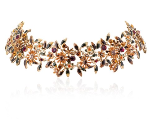 Choker kolorowe kwiatuszki z kryształkami z kolekcji Blossom (C8157AU/1/K)