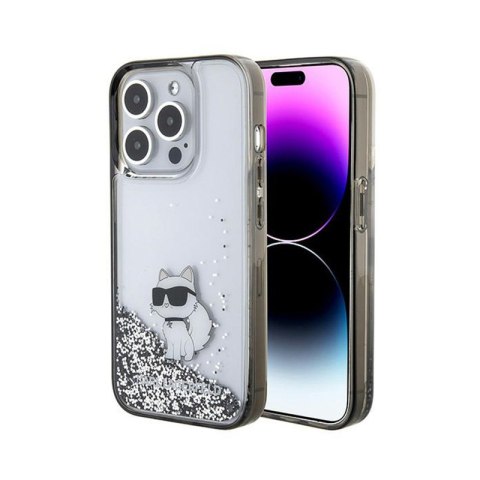 Karl Lagerfeld Liquid Glitter Choupette - Etui iPhone 15 Pro (przezroczysty)