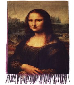 Oryginalny długi piękny szal Elegancki OBRAZY (Mona Lisa)