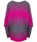 Ciepły damski sweter oversize piękny OMBRE (Różowy)