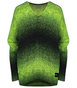 Ciepły damski sweter oversize piękny OMBRE (Zielony)