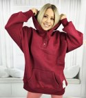 Ciepła gładka bluza oversize kaptur JANET (Bordowy)