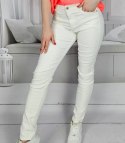 Damskie spodnie PUSH-UP woskowane skinny fit Eleganckie ADELA (Biały) 42