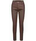 Damskie spodnie PUSH-UP woskowane skinny fit Eleganckie ADELA (Brązowy) 42