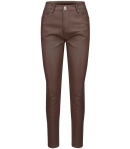 Damskie spodnie PUSH-UP woskowane skinny fit Eleganckie ADELA (Brązowy) 42