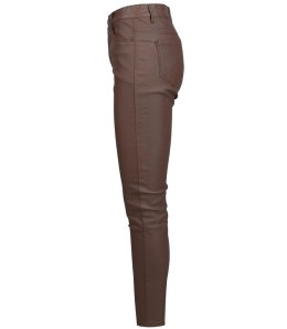 Damskie spodnie PUSH-UP woskowane skinny fit Eleganckie ADELA (Brązowy) 42