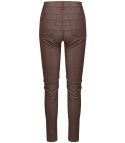 Damskie spodnie PUSH-UP woskowane skinny fit Eleganckie ADELA (Brązowy) 42