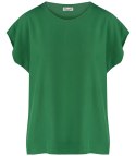 T-shirt pudełkowy bluzka damska bez szwów basic SARA (Zielony) 42