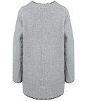 Stylowy kardigan sweter AZALIA zapinany na guzik ozdobne obszycie (Szary) XL/2XL