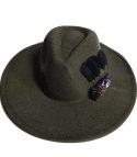 Elegancki damski kapelusz fedora z ozdobną broszką z kolorowymi cyrkoniami (Zielony)