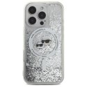 Karl Lagerfeld Liquid Glitter Karl & Choupette Head MagSafe - Etui iPhone 16 Pro Max (przezroczysty)